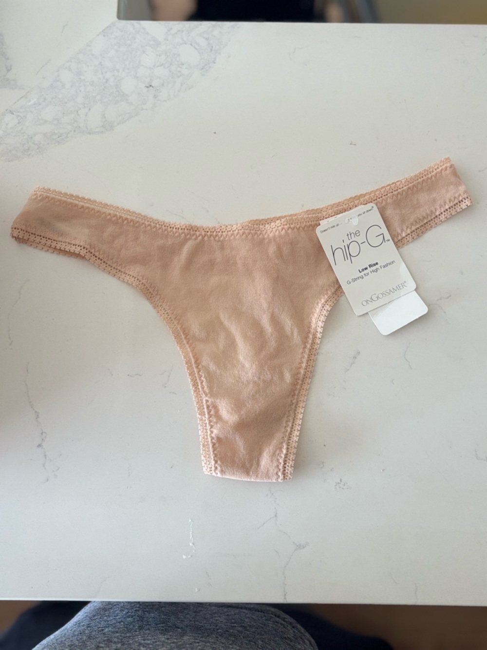 NWT ON GOSSAMER The Hip G Low Rise G String Nude Nylon Size M/L